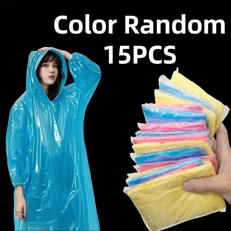 Emergency Poncho Rain - 15/30 шт. одноразовых прозрачных дождевиков случайных